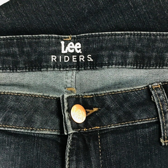 Lee Riders Women's 16M Jeans Indigo Dark Wash Cuffed Crop Distressed NWT N - Picture 2 of 6